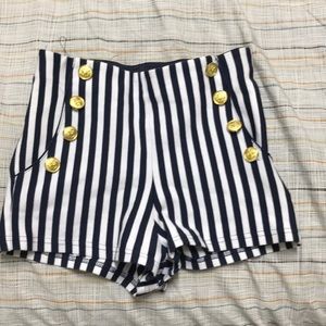 Striped high waisted shorts